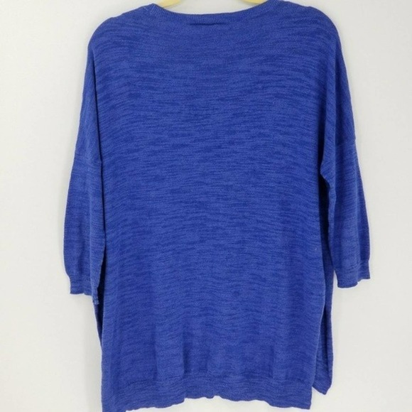 Anthropologie Moth Blue Quarter Sleeve Round Neck Knit Light Sweater Size Small - Picture 2 of 6